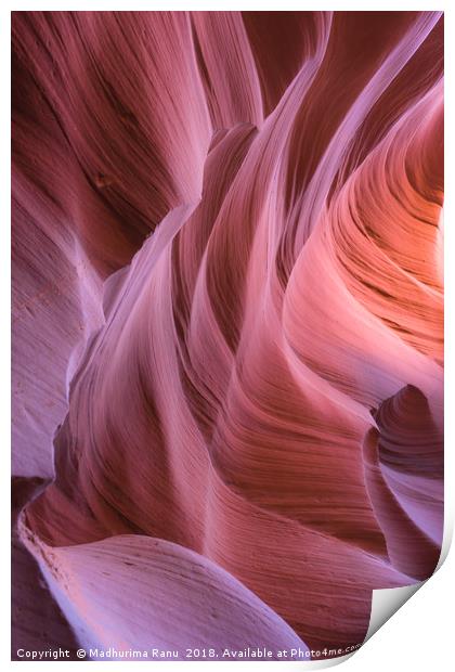 Colourful rock formation at Antelope Canyon Print by Madhurima Ranu