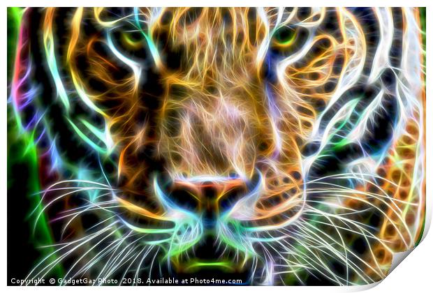 Tiger Face fractalius wall art Print by GadgetGaz Photo
