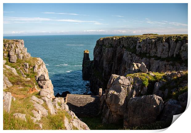 St Govan's Chapel Print by stuart bingham