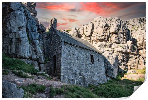 St Govan's Chapel Print by stuart bingham