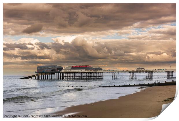 Cromer Pier in the Evening Sun as a Storm rolled i Print by Heidi Hennessey
