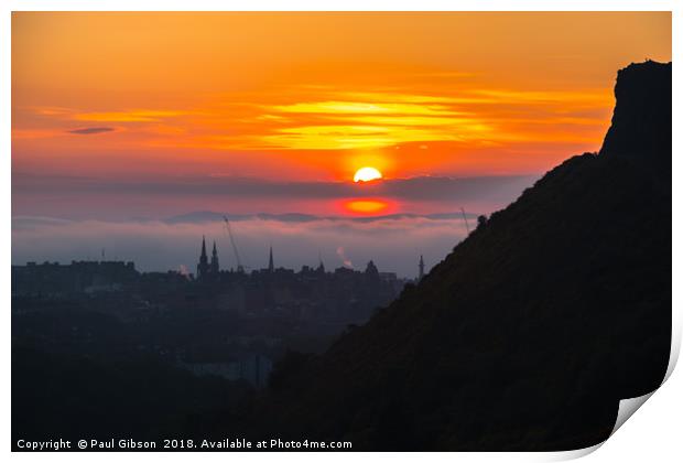 Sunset Over Edinburgh Print by Paul Gibson