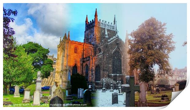 Dunfermline Abbey - 4 Seasons Print by Keith Rennie