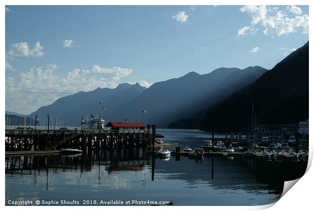 Mountains and sunlight, Horseshoe Bay ferry port,  Print by Sophie Shoults