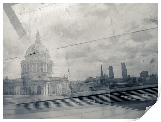 Reflection of St Paul's Cathedral and City of Lond Print by Sophie Shoults