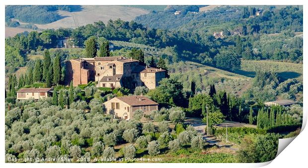 Country villa in the hills near Florence, Italy Print by Andrew Shaw