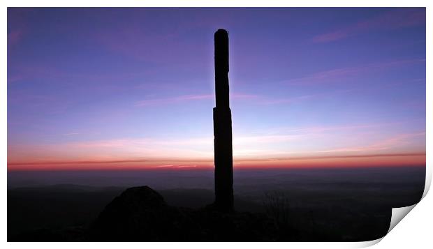 Sunrise in Mountains with Stone Column on Mount Zb Print by David Katrenčík