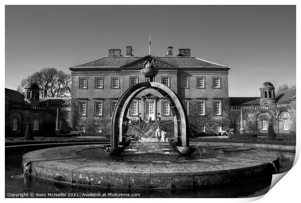 Dumfries House Fountain Court Print by Ross McNeillie