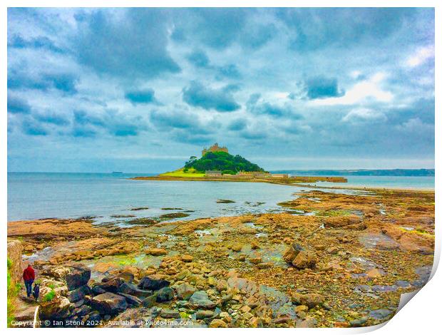 Low tide at Saint Michael’s Mount  Print by Ian Stone