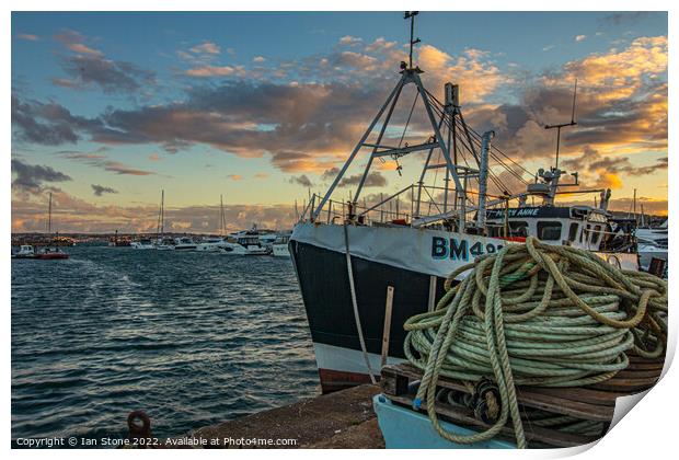 Torquay Harbour Sunset Print by Ian Stone