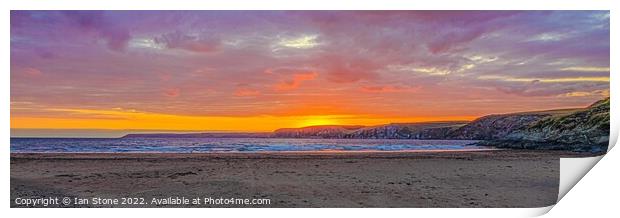 Golden Hour on Bigbury Beach Print by Ian Stone