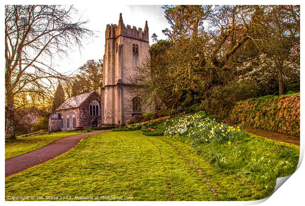 Springtime at Cockington Church  Print by Ian Stone