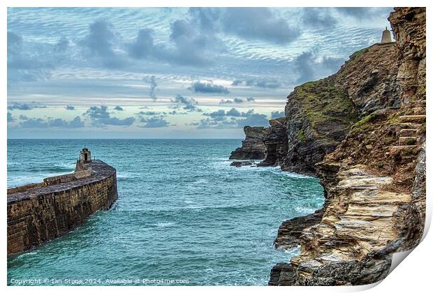 Portreath Harbour Entrance  Print by Ian Stone