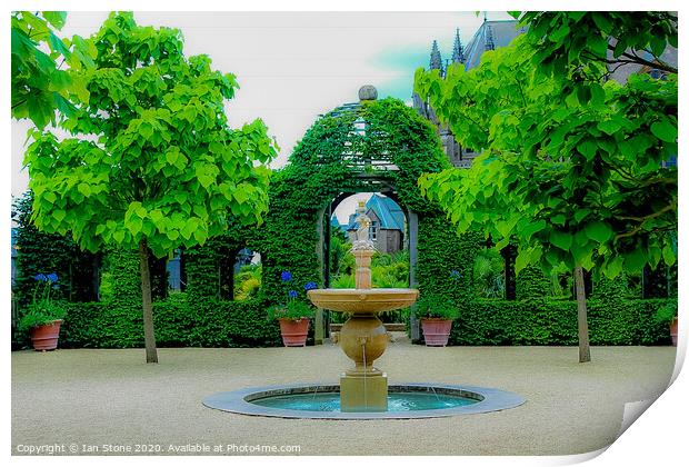 Majestic Fountain in Formal Garden Print by Ian Stone