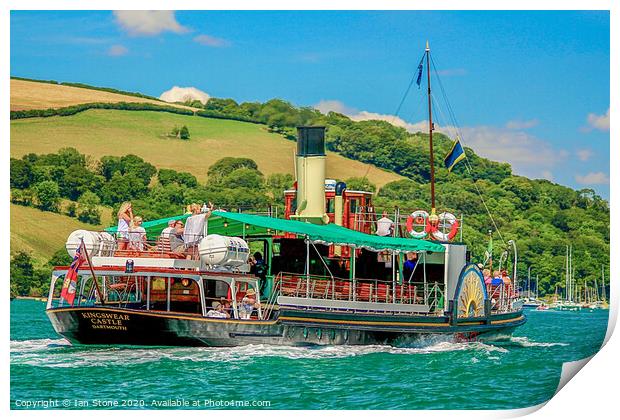 Steaming up river at Dartmouth ,in Devon. Print by Ian Stone