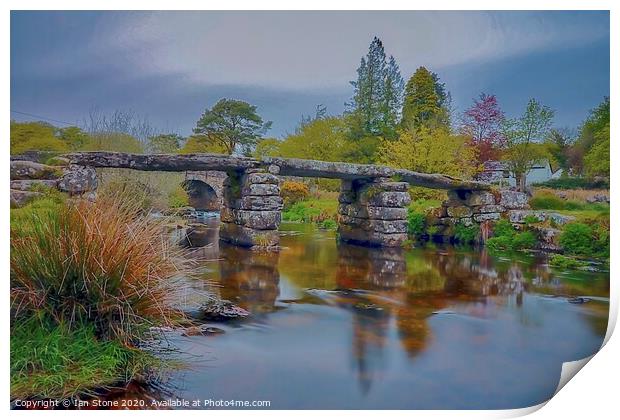 Dartmoor Clapper Bridge Print by Ian Stone