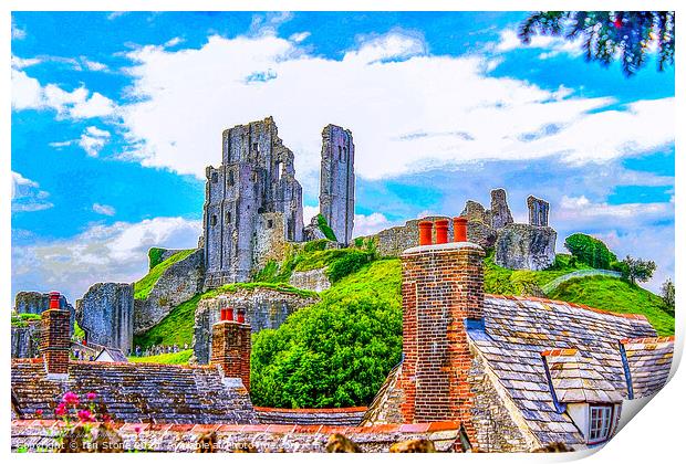 Castle through the rooftops Print by Ian Stone