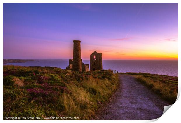 Majestic Sunset over Wheal Coates Print by Ian Stone