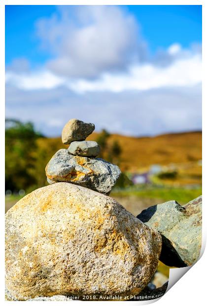 Skye stone cairn Print by Rosaline Napier