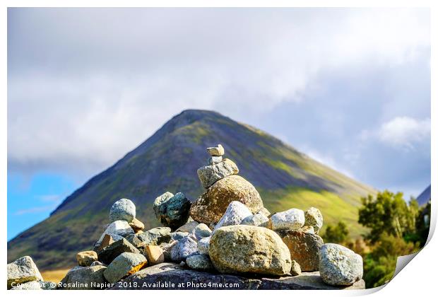 Stone cairn and Glamaig Print by Rosaline Napier