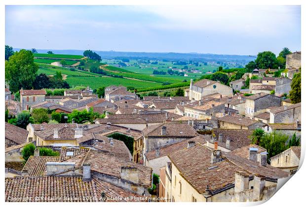 Saint Emilion rooftops Print by Rosaline Napier