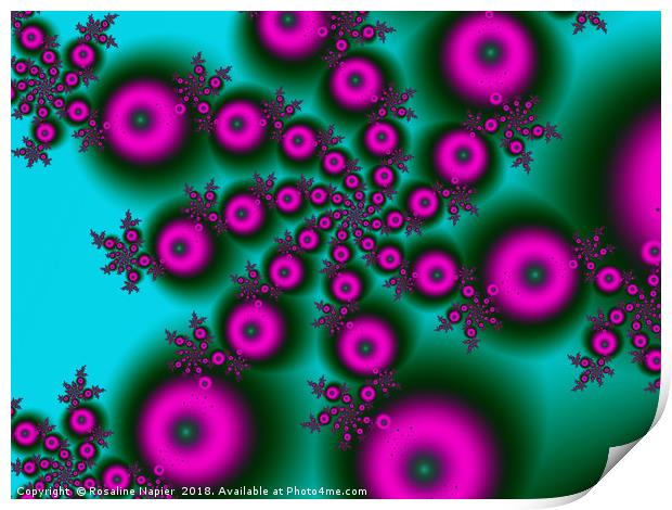 Pink orbs spiral digital art Print by Rosaline Napier