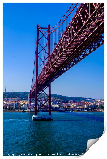 Suspension bridge Lisbon Print by Rosaline Napier