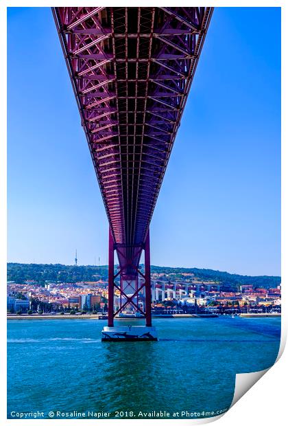 Underneath 25 April Bridge Lisbon Print by Rosaline Napier