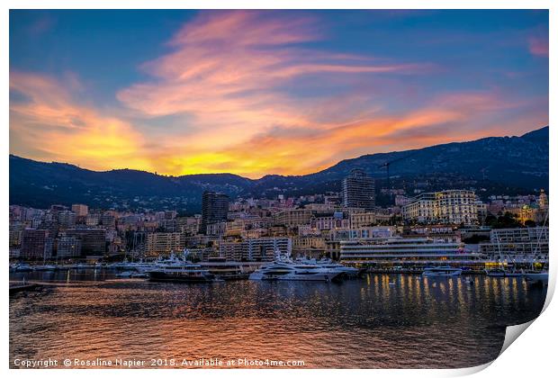 Monte Carlo at sunset Print by Rosaline Napier