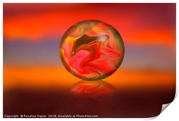 Glass globe on sunset background Print by Rosaline Napier