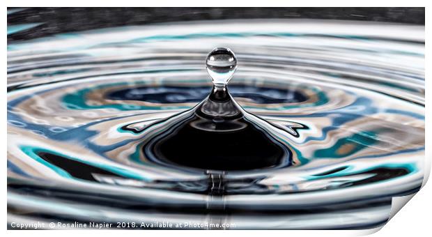 Turquoise blue water drop Print by Rosaline Napier