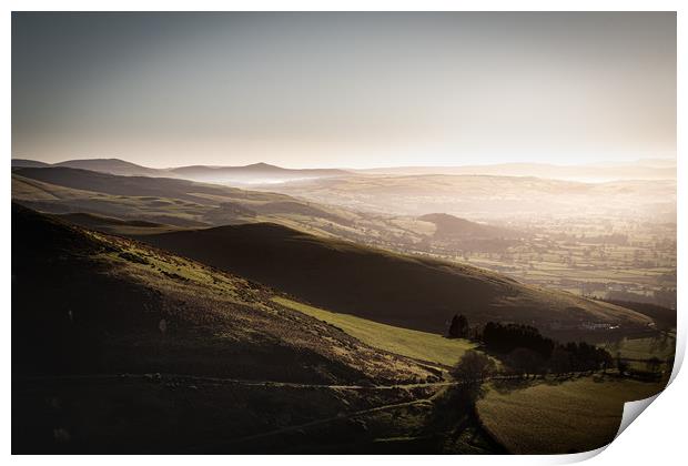 View from Penbarras, Moel Famau. Print by Mike Evans