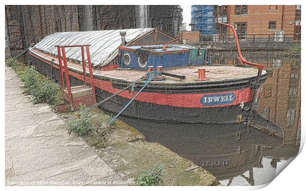 Canal Barge Irwell In Manchester Print by Kevin Maughan
