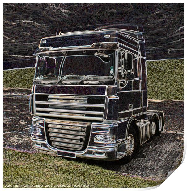 Abstract Image Of A DAF  XF Tractor Unit Print by Kevin Maughan