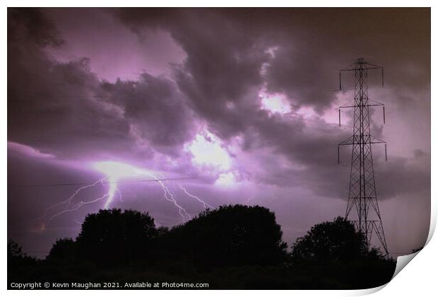 Pylon And Stormy Skies Print by Kevin Maughan