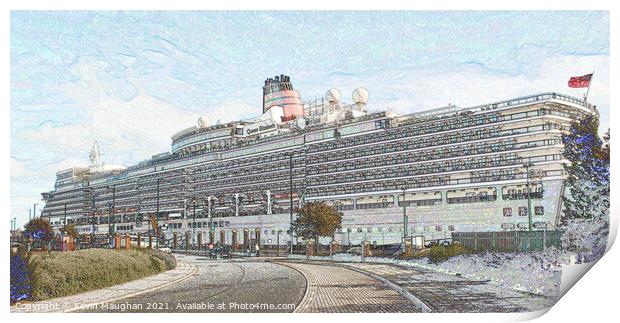 Queen Elizabeth II Cruise Liner Royal Quays Marina Print by Kevin Maughan