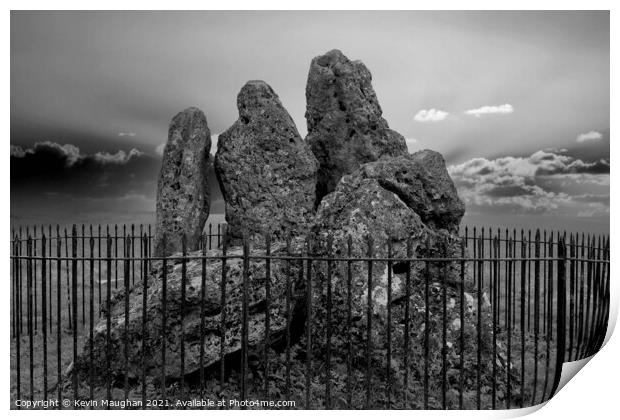 The Whispering Knights (The Rollright Stones) Greyscale Print by Kevin Maughan