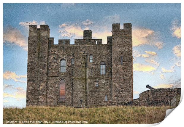 Bamburgh Castle (Sketch Style 4) Print by Kevin Maughan