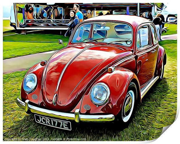 Volkswagen Beetle 1967 (Digital Cartoon Art) Print by Kevin Maughan