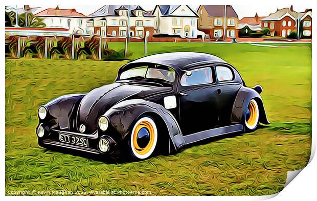 Volkswagen Beetle Customised (Digital Cartoon Art) Print by Kevin Maughan