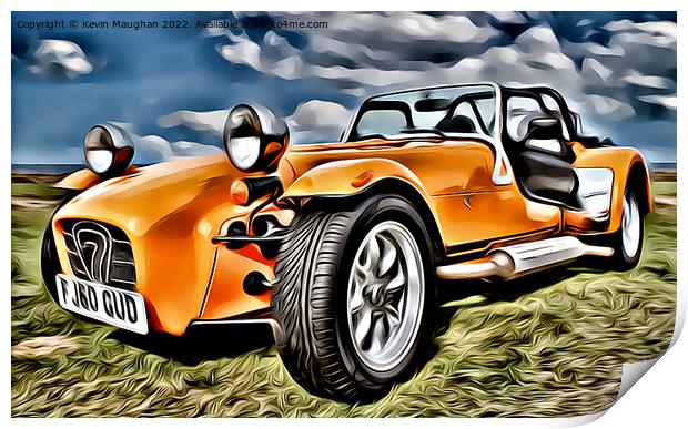 Caterham 7 Kit Car (Digital Cartoon Art) Print by Kevin Maughan