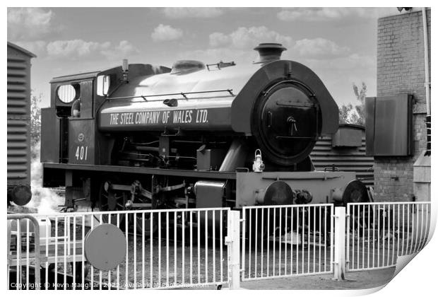 Steam Locomotive No. 401 Thomas Burt (B/W) Print by Kevin Maughan