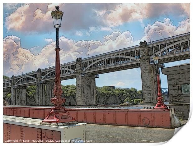 High Level Bridge Newcastle (Sketch Style Image) Print by Kevin Maughan