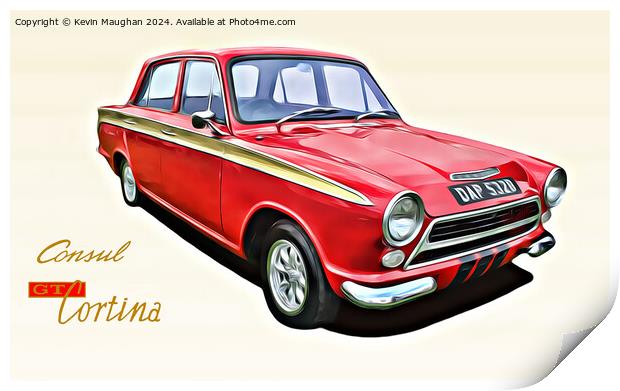 Ford Consul Cortina GT Mk1 1964 Print by Kevin Maughan