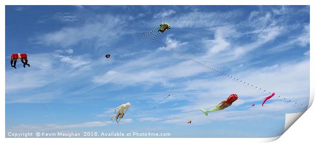 Kite Flying Display Festival At Whitley Bay North  Print by Kevin Maughan