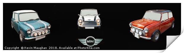 Three Classic Mini's Panoramic   Print by Kevin Maughan