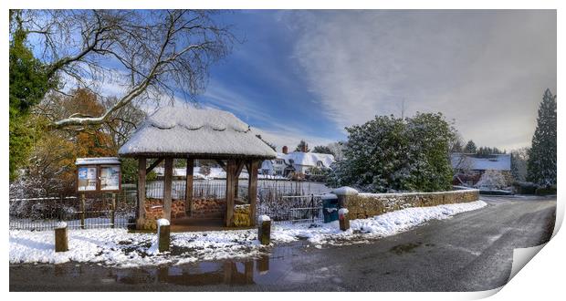 The Village of Badger in Winters Snow - Panorama Print by Philip Brown