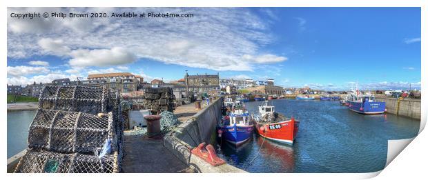 Fishing Boats at Seahouses Harbour - Panorama Print by Philip Brown