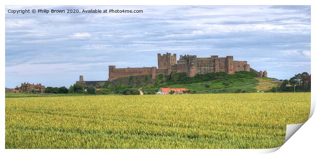 Bamburgh Castle in Northumberland, Panorama Print by Philip Brown