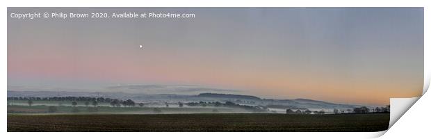 Misty Landscape with Moon, Panorama 3 Print by Philip Brown